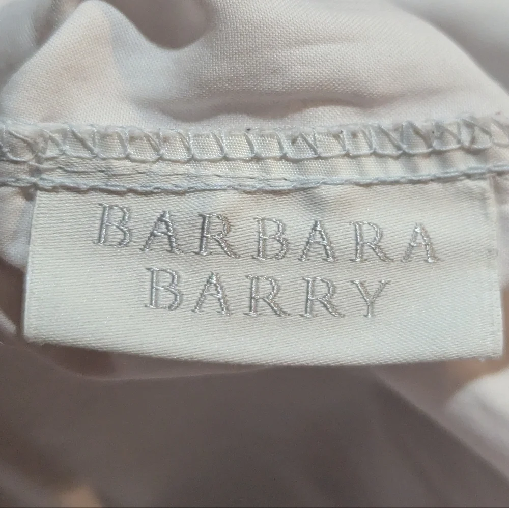 Barbara Barry Flat Sheet & Sham Queen Light Grey Embroidered 100% Cotton